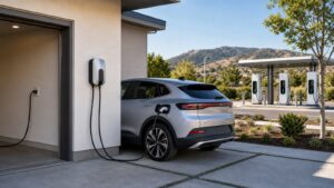 Electric vehicle charging near home and public charging equipment